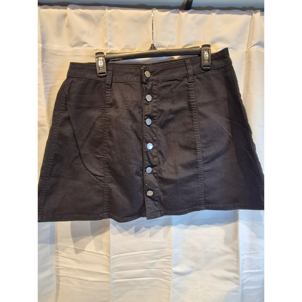 Love Fire Black Button Front A Line Mini Skirt Size 11 punk goth rocker Skater